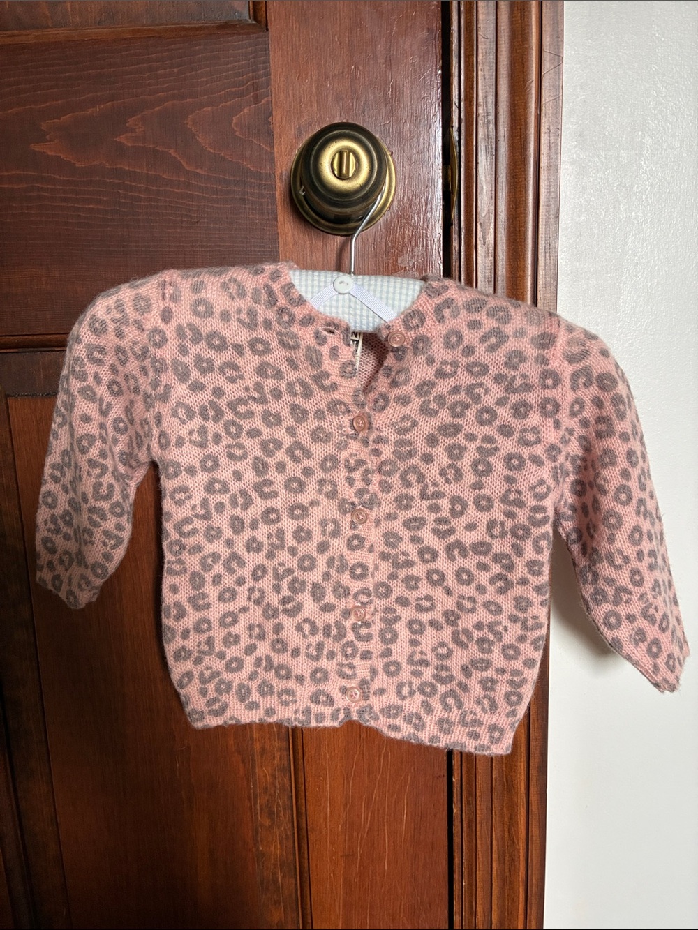 NWT Bonbon wool/alpaca blend leopard rose cardigan